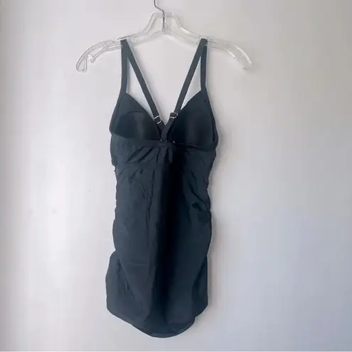 Pinkblush Black Solid Wrap Front Maternity Tankini Top S