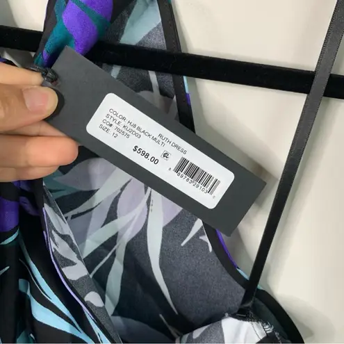 Kobi Halperin floral halter botanical silk Ruth midi dress size 12 vacation Blue