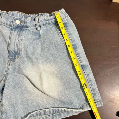 Cider Denim Shorts Sky Blue Pleated High Waist L Wide Leg Vibe