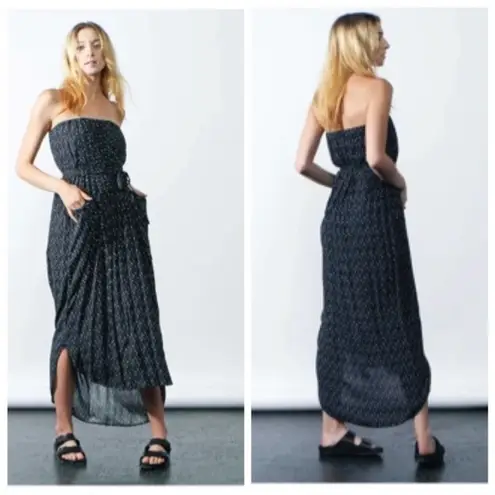 Malia Mills Joan Strapless Polka Dot Maxi Dress Black Women’s Size 6 New