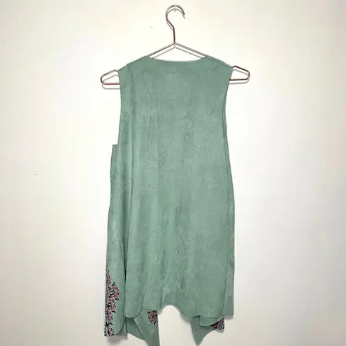Boho Vixen Vest Faux Suede Embellished Sage Size S