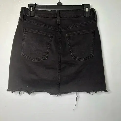 Just Black  Denim Jean Skirt Black Size Medium Cut Off Distressed Mini