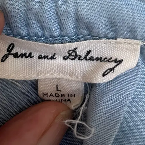 June and Delaney Size Large‎ Frenchie Pattern Button Down EUC Lyocell - Image 3