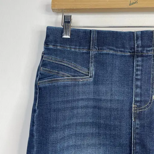 Liverpool Josette Dark Wash Stretch Denim Jean Raw Hem Straight Skirt 8 29 New