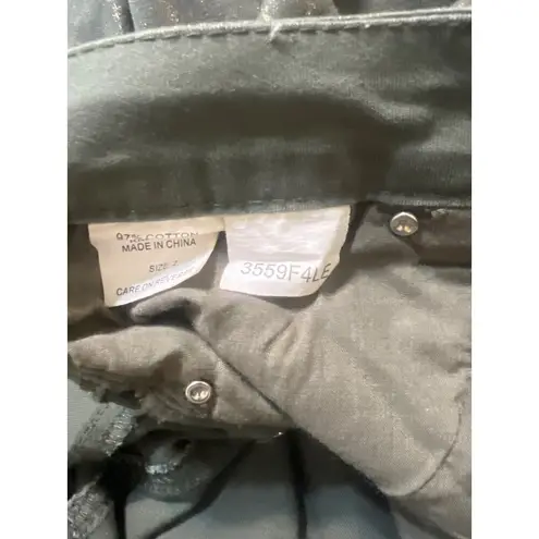 Ethyl Classic Jeans Olive Green Metallic Snake Print Rhinestone Skinny Sz 2 NWOT