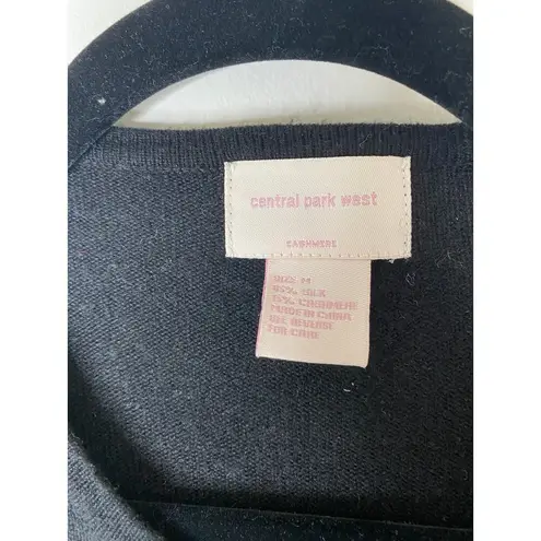 Central Park West Silk Cashmere Black Beaded Embellished Y2K Cropped Cardigan M