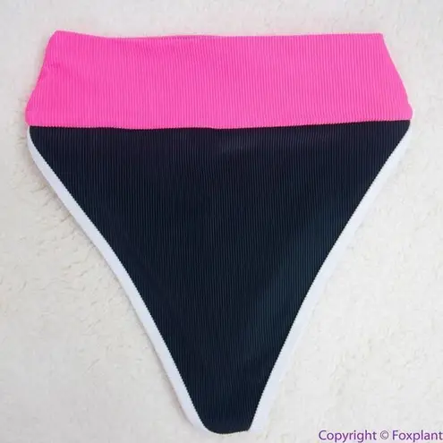 Beach Riot NEW Emmy Bottom In Black Neon Pink Colorblock, XS