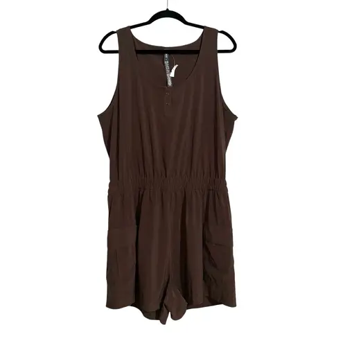 Vuori NWOT Villa Chocolate Brown Sleeveless Utility Romper XL in Java