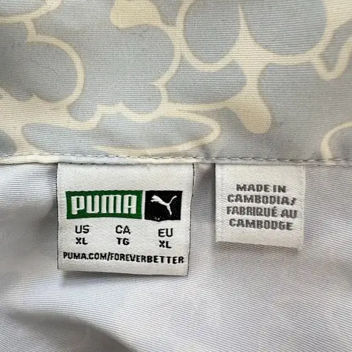 Puma  Classics Summer Resort Floral Crop Short Sleeve Button Shirt Womens Blue