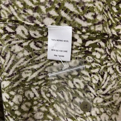 Garnet Hill NEW Signature Eco Merino Cardigan Sweater S Green Leopard
