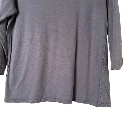 Pact 100% Organic Cotton Boatneck 3/4 Sleeve T-Shirt Top in Gray, Size Small