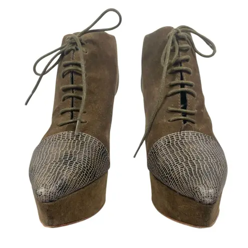 Opening Ceremony Suede Platform Lace Up Boots Green Size 10