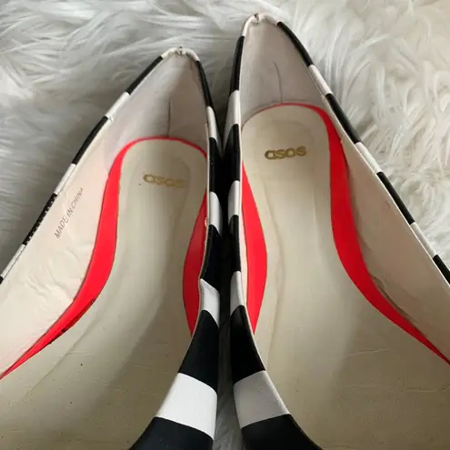 ASOS  Black, White, and Neon Pink Ballet Flats