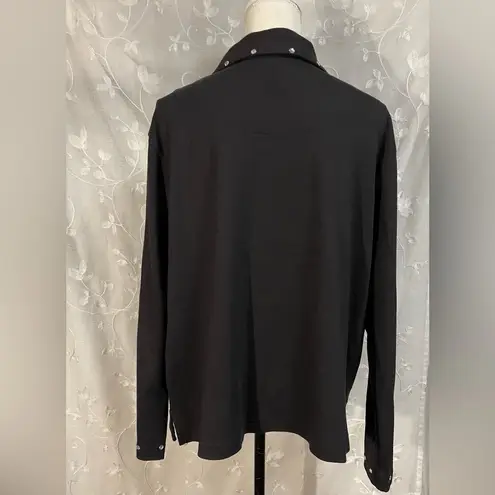 Women’s Bechamel II Black Rhinestone Button Front Shirt Jacket Sz 1X EUC