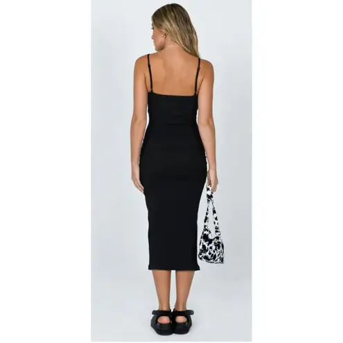 Princess Polly  Ribbed Midi Dress with Slit Size 2