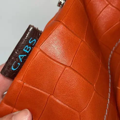 Gabs Womens Leather Textured Reptile Pattern Convertible Crossbody Orange Medium