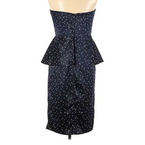 Bardot Polka Dot Printed Midnight Blue Peplum Dress Cocktail Dress