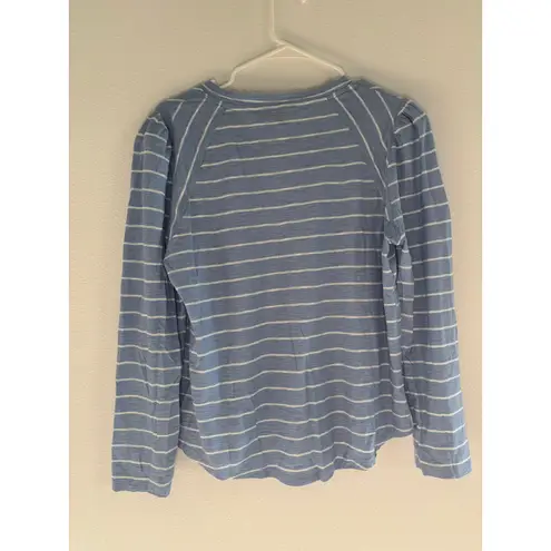 Veronica Beard Mason Baseball Tee Womens Large Blue White Stripe Preppy Luxury
