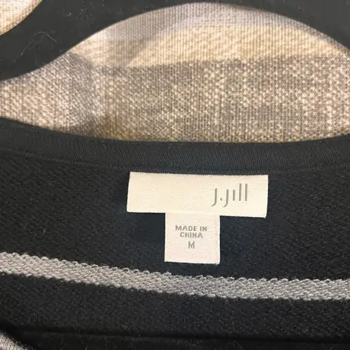 J. Jill Black And‎ Gray Stripe Long Sleeve Dress Size Medium