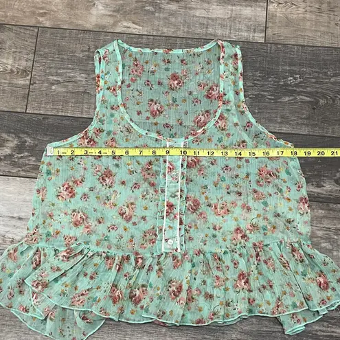 Iris Blue Sleeveless BOHO Floral Croptop Medium