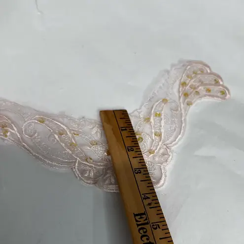 Elegant Lace Appliqué with Sequin & Floral Design Pink