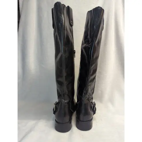 Seychelles Black Leather Zip Knee High Riding Boots Women's 7 Western Buckle