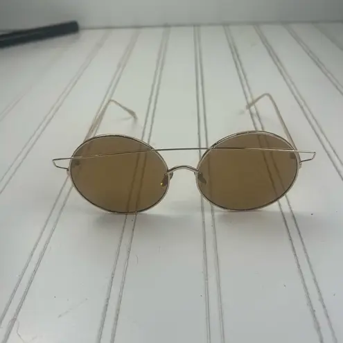 Gold Round Metal Frame Sunglasses Unisex Brown Tint Lenses Vintage Style