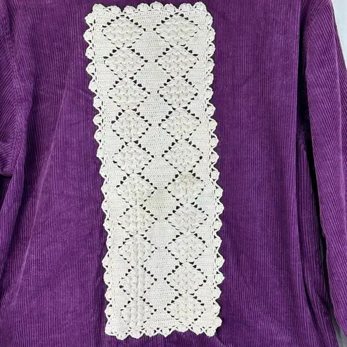 Jane Ashley Vintage Corduroy Jean Jacket Handmade Crocheting Women’s Size Small