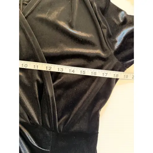 Babalet Black Velvet Long Sleeve Wrap Maxi Dress Size L Formal Evening Gothic Size L