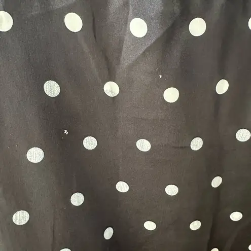 Maris Stella Silk Polka Dot Scoop Neck Long Cuff Sleeves Prairie Blouse Top L Black Size L