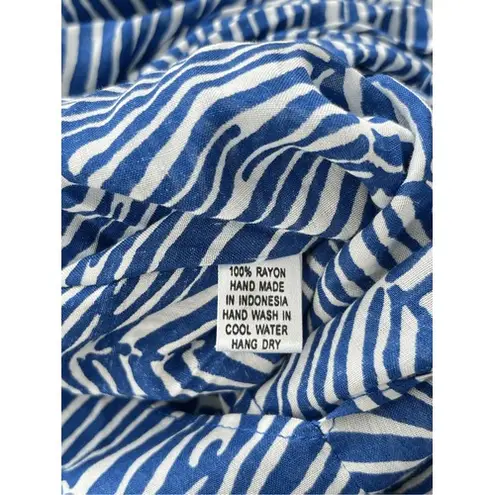 D1 Pineapples Maxi Dress Blue White Zebra Print V Neck Caftan Style M Size M