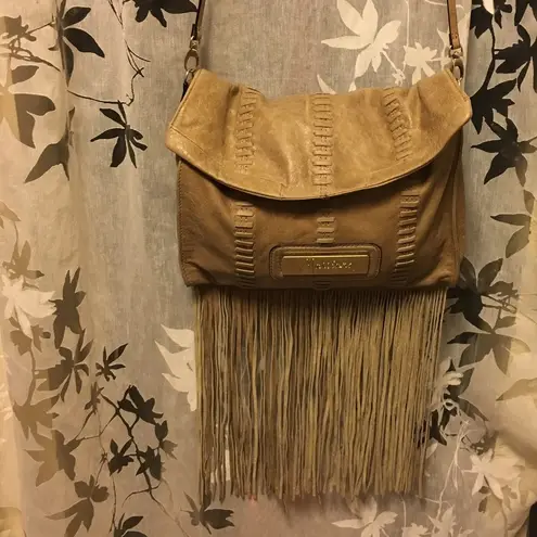 Marciano  Boho Leather Fringe  Cross Body Messenger | Shoulder Bag