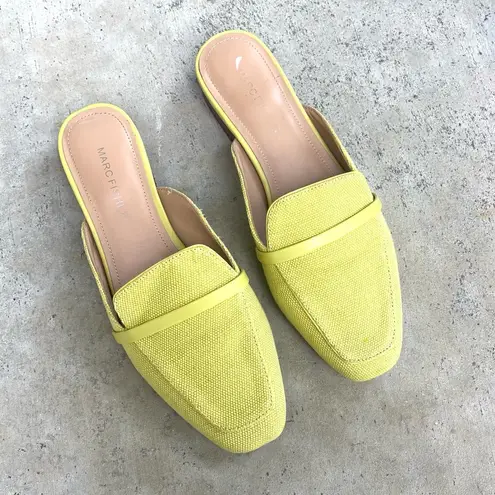 Marc Fisher Namila Tailored Slide Loafer Mules Yellow Fabric Women's Size 8.5