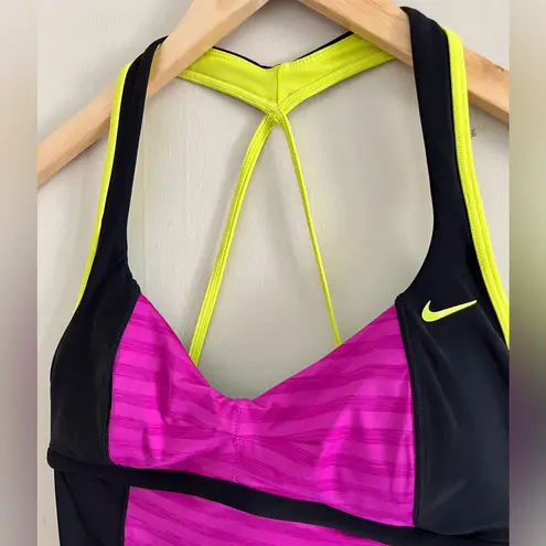 Nike  women’s racerback one piece swim suit pink green combo