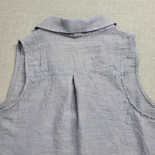 Just living Womens Tank Shirt Sz S Blue Chambray Button Down Collared Sleeveless