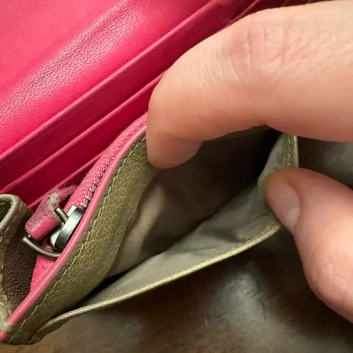 Bottega Veneta Taupe & Pink Long Wallet