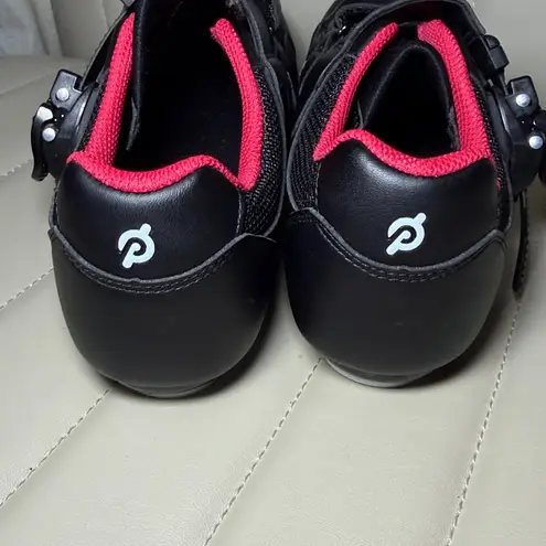 Peloton  Cycling Shoes Black Red Adjustable Strap & Ratchet Spin Shoes