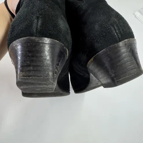 Aquatalia Boots Womens Size 8 Black Suede Ankle Zip Pointed Toe Made in Italy