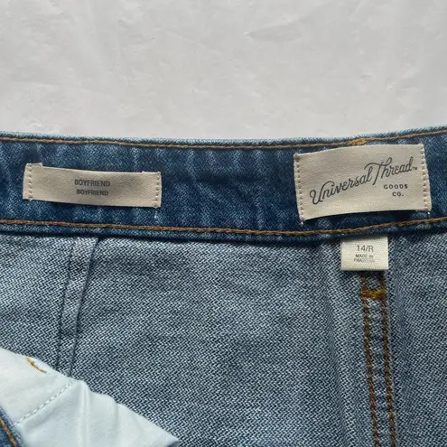 Universal Thread Cargo Boyfriend Jeans Mid Rise 100% Cotton Medium Wash Size 14 Blue