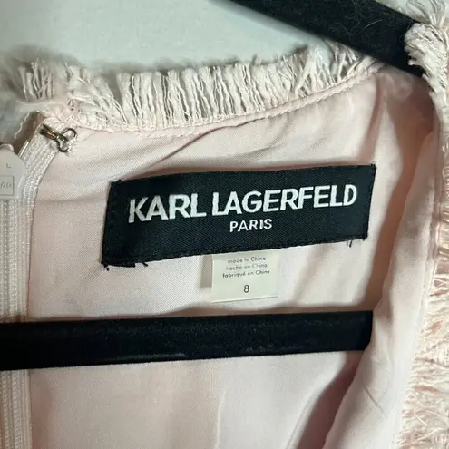 Karl Lagerfeld Women's Pink Sleeveless Tonal Tweed Pocket Sheath Dress