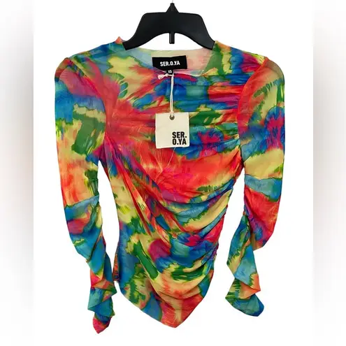NWT SER.O.YA Janey Multicolor Top Size XS Abstract Palm SER. O. YA Pink
