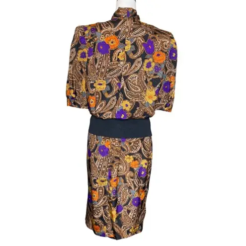 Donna Morgan Vintage Paisley Pullover Lace Lined Dress Size 10 Occasion Modest