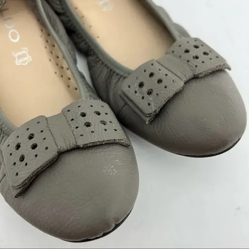 ALDO  (37) (6.5) Taupe Gray Leather Stretchy Round Toe Ballet Flats