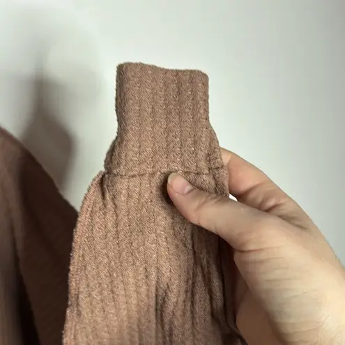 TALULAH Tan Relaxed Knit Thermal Waffle Hoodie Size S