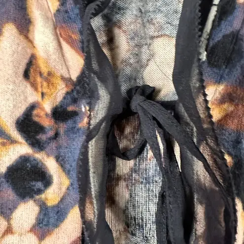 Simply Vera Vera Wang Sweater Womens Small Open Front Tie Cardigan Jacket Blue