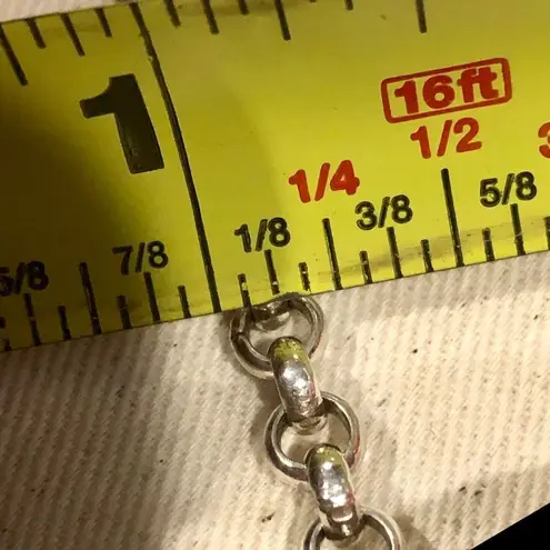 Sterling Silver Rolo Necklace and Blue Green Dichoic Glass 925 Pendant 24”