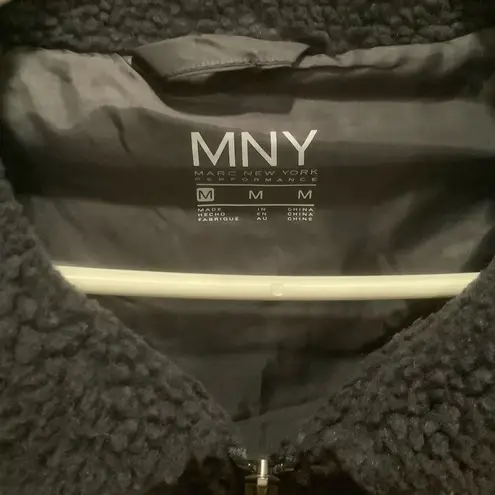 Marc New York shearling Sherpa jacket navy blue zipper jacket teddy fleece sz M