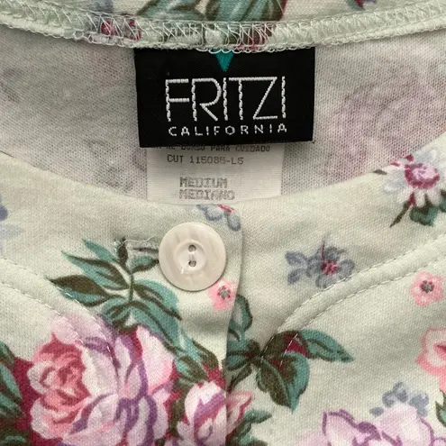Vintage 90s Fritzi of California girly floral button down top Size M