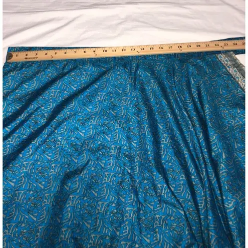 Wevez Blue Gold Double Wrap Skirt Sari L OS Silk Reversible India Midi Maxi Long Size undefined