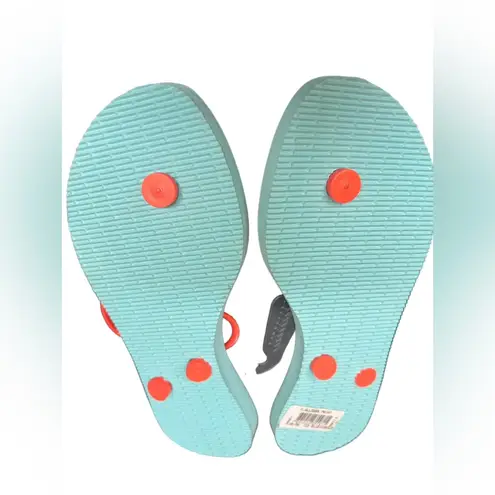 Havaianas New  Flip Flops Women's Allegra Print Ice Blue and Coral Cherry sz 6